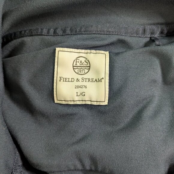 FIELD & STREAM Navy Blue Snap Front Polo Shirt Top Sz L - Picture 3 of 6